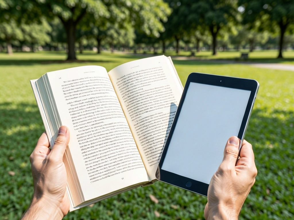 Contraste entre lectura digital y analógica en exteriores para salud ocular